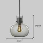 Suspension Led En Verre Coloré Gris Fumé / 25 X 27 5Cm Luminaire Chambre