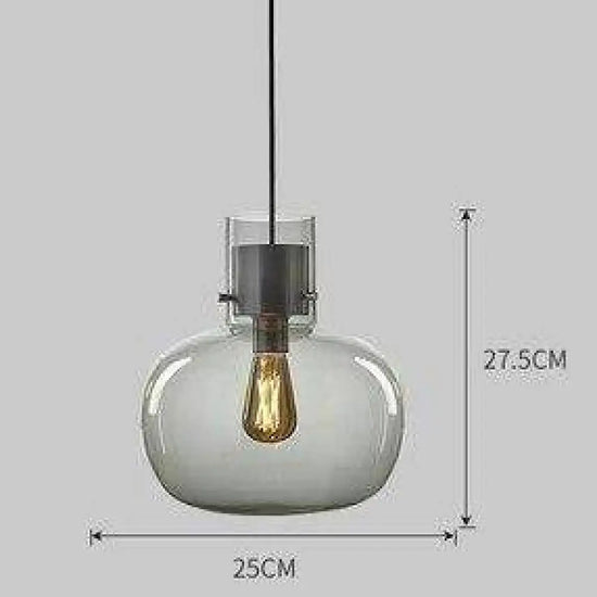 Suspension Led En Verre Coloré Gris Fumé / 25 X 27 5Cm Luminaire Chambre
