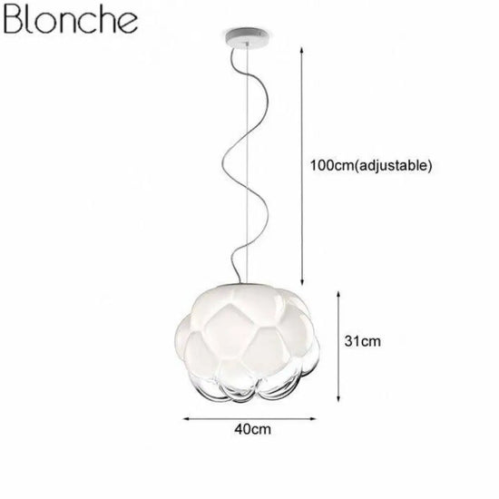 Suspension Led En Verre Nuage Moderne M Luminaire Chambre