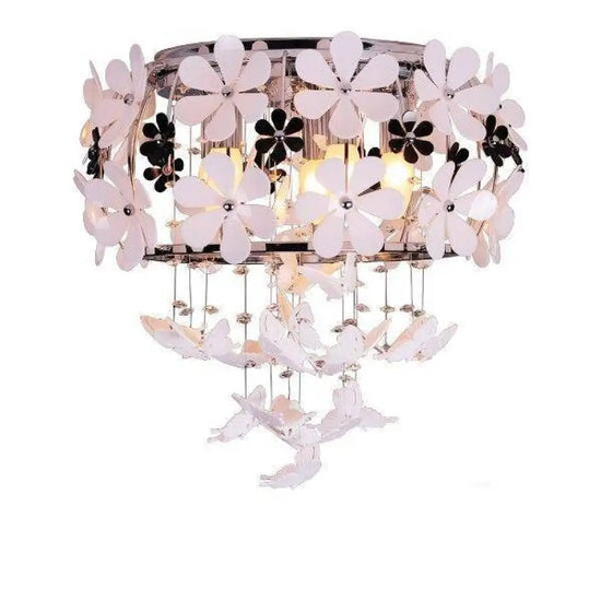 Suspension Led Florale En Métal Luxueux Rose Luminaire Chambre