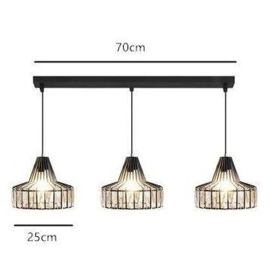 Suspension Led Géométrique En Verre Crystal A - 3 Lampes Luminaire Chambre