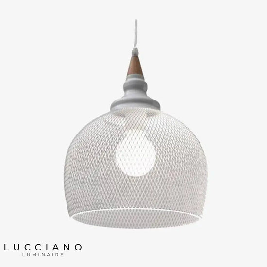 Suspension Led Industrielle Cage Blanche Luminaire Chambre