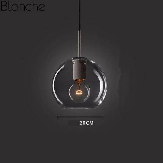 Suspension Led Industrielle En Verre Arrondi A / Noir Luminaire Chambre