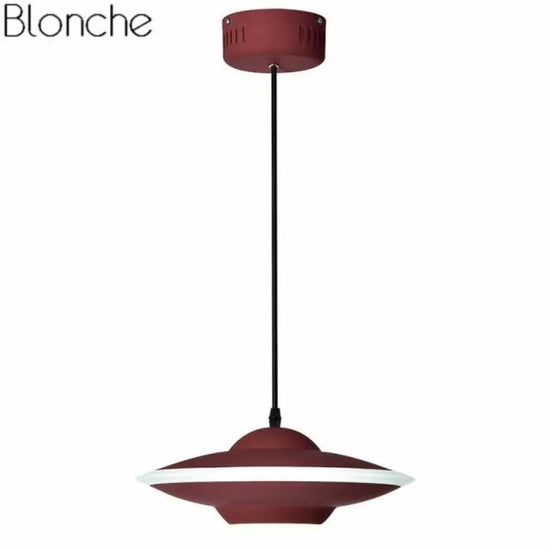 Suspension Led Industrielle Soucoupe Métal Rouge Luminaire Chambre