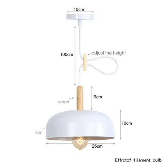 Suspension Led Métal Abat-Jour Arrondi Blanc Luminaire Chambre