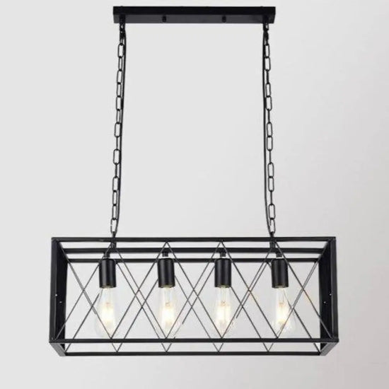 Suspension Led Métal Industrielle Loft 4 Lampes Luminaire Chambre