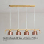 Suspension Led Moderne Bois Coloré Rose - 4 Lampes Luminaire Chambre