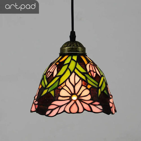 Suspension Led Rétro Abat-Jour Floral Luminaire Chambre