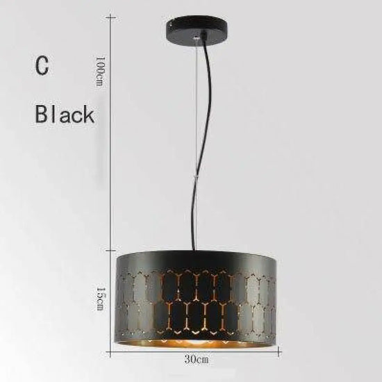Suspension Led Rétro Abat-Jour Métal C / Noir Luminaire Chambre