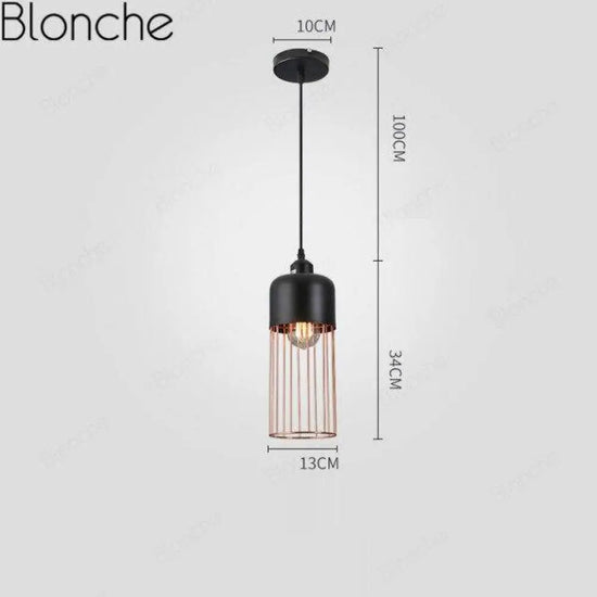 Suspension Led Rétro Cage Métal America Noir / A Luminaire Chambre