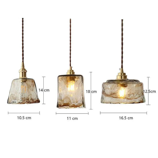 Suspension Led Rétro Cuivrée En Verre Luminaire Chambre