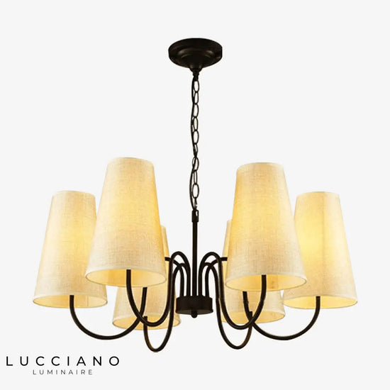 Suspension Led Rétro Métal Tissus Luminaire Chambre