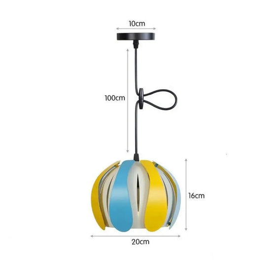 Suspension Led Ronah Abat-Jour Coloré Bleu Et Jaune - 20Cm Luminaire Chambre