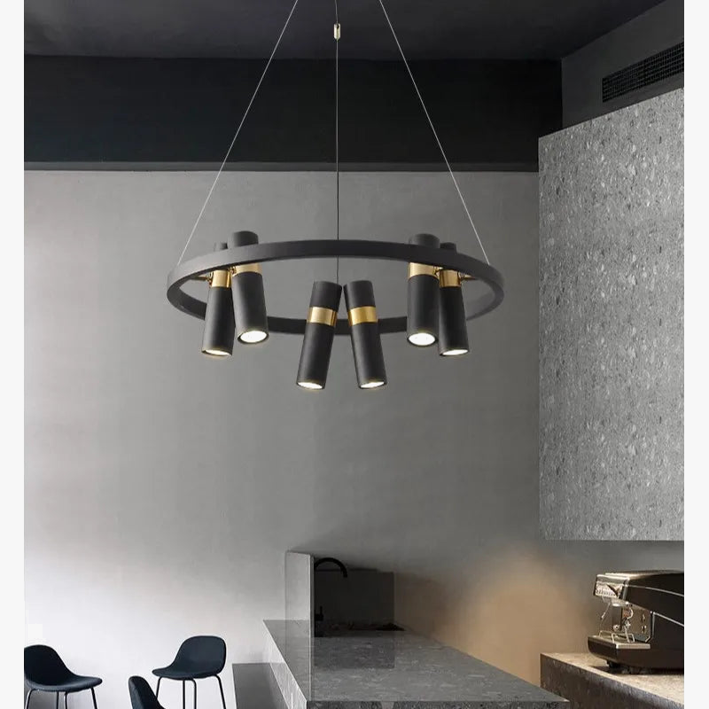 Lustre LED rotative en fer forgé au design moderne