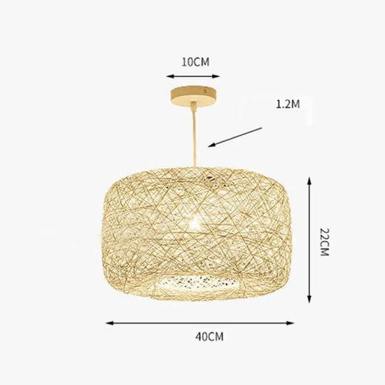 Suspension Led Rotin Avec Abat-Jour Coloré Luminaire Chambre