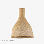 Suspension Led Rotin Beige Arrondie Luminaire Chambre