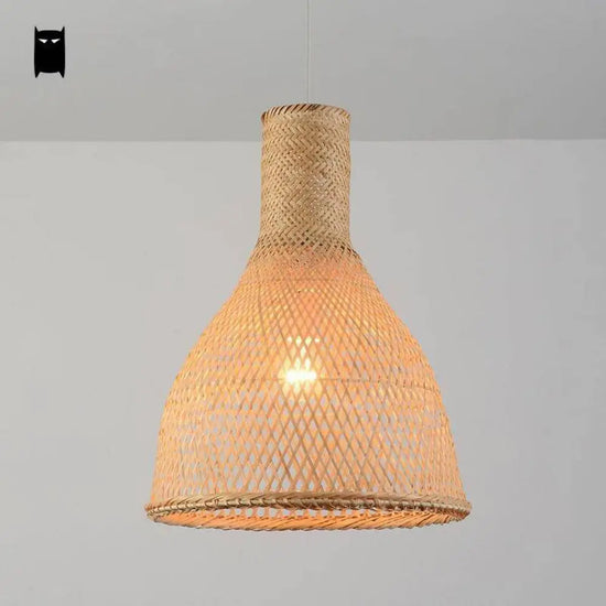 Suspension Led Rotin Beige Arrondie Luminaire Chambre