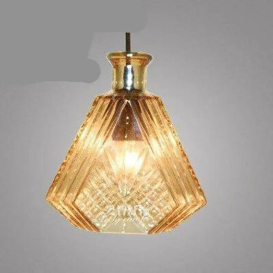Suspension Led Verre Style Cognac 18 X 19Cm Luminaire Chambre