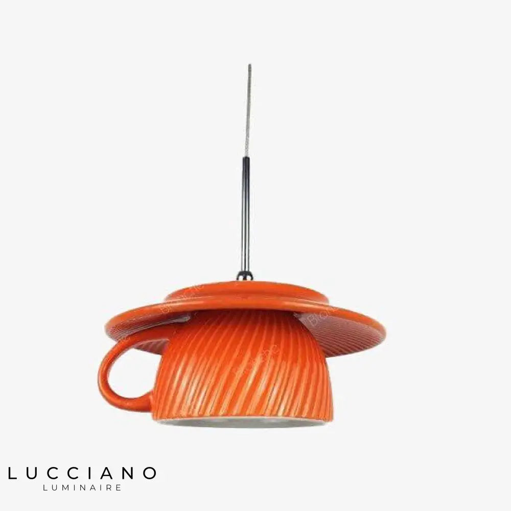 Suspension Led Vintage Céramique Colorée Orange Luminaire Chambre