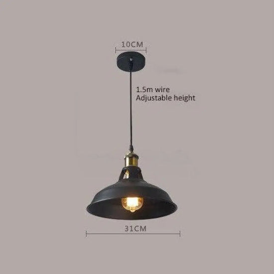 Suspension Métal Industrielle Avec Abat-Jour Noir - 31 Cm Luminaire Chambre