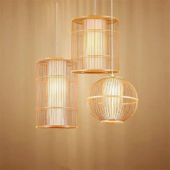 Suspension Rotin Led Cylindre Tea Luminaire Chambre