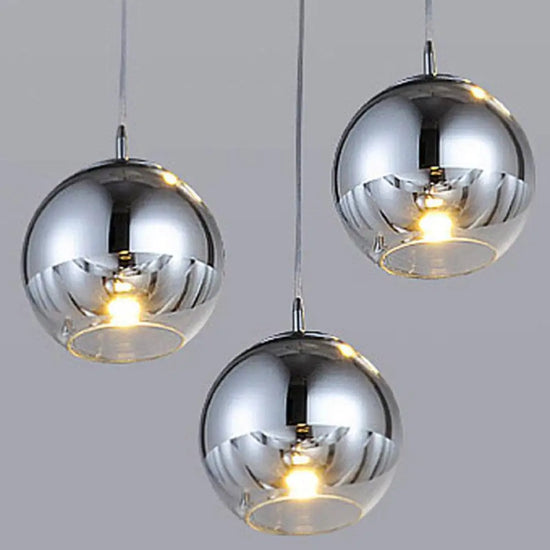 Suspension Sphérique Chrome Verre Luminaire Chambre