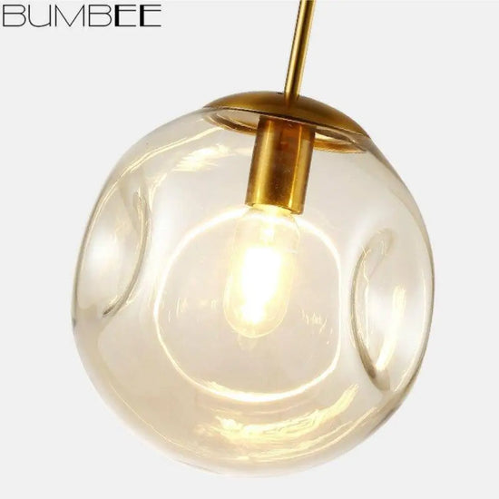 Suspension Verre Fumé Boules Déformées Luminaire Chambre