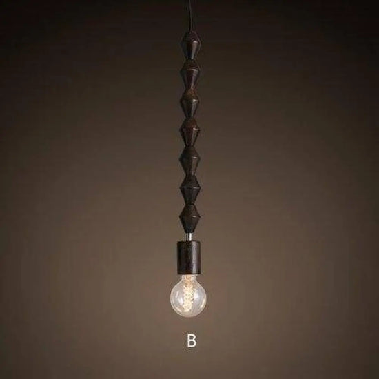 Suspension Vintage Bois Ampoule Edison B Luminaire Chambre