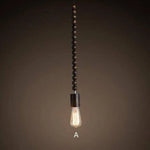 Suspension Vintage Bois Ampoule Edison Luminaire Chambre