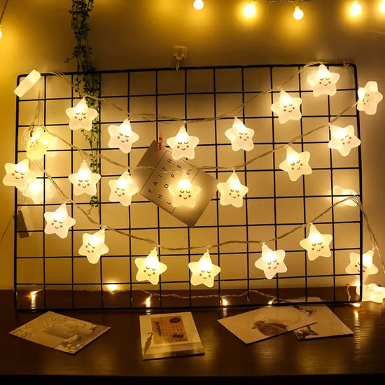 Veilleuse étoile qui sourit guirlande lumineuse blanc