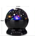 Veilleuse projecteur LED rotatif produisant un ciel étoilé