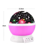Veilleuse projecteur LED rotatif produisant un ciel étoilé
