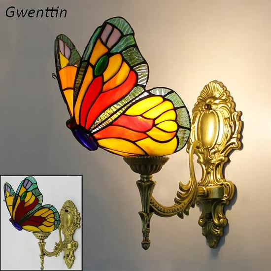 Voici Le Nouveau Titre: Applique Murale Tiffany Papillon Lumière Authentique Chambre