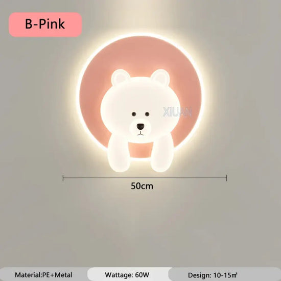 Voici Le Résultat: Applique Murale Ourson Design Enfants Cosy B Rose / Gradation Rc Chambre