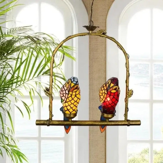 Voici Le Titre Transformé: Applique Murale Design Verre Tropical Oiseau Exotique Suspension À 2
