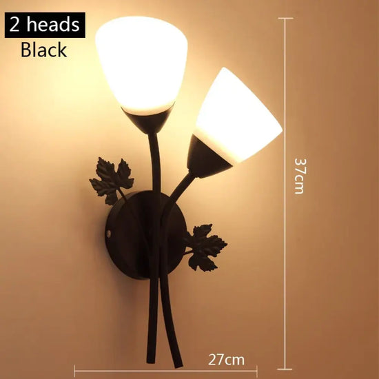 Voici Le Titre Transformé: Applique Murale Led Design Élégante Salon 2 Têtes Noires / Chine