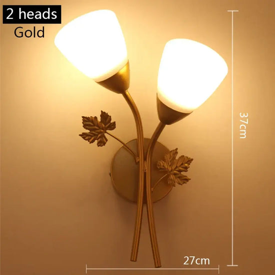 Voici Le Titre Transformé: Applique Murale Led Design Élégante Salon 2 Têtes Or / Chine Ampoule