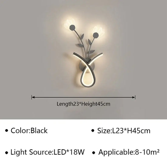 Voici Le Titre Transformé: Applique Murale Led Design Minimaliste Chic Noir B / Blanc Naturel