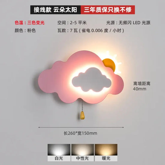 Voici Le Titre Transformé: Applique Murale Nuage Élégant Pour Ambiance Zen Rose / Câblage Mural