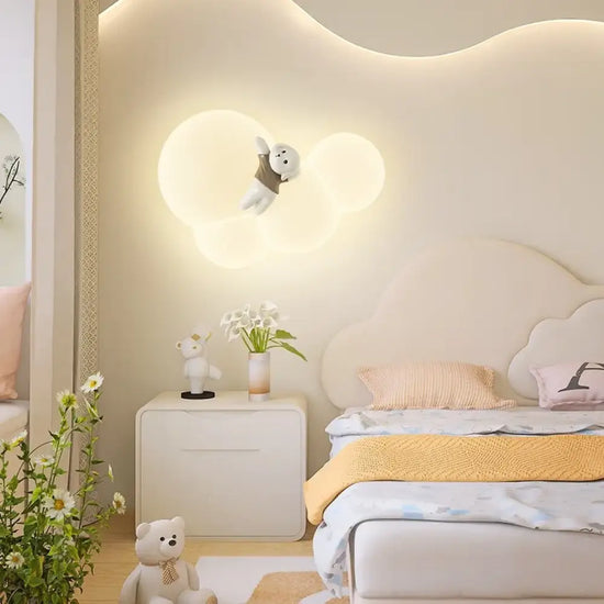 Voici Le Titre Transformé: Applique Murale Nuage Ourson Lumineux Doux Tendres Chambre
