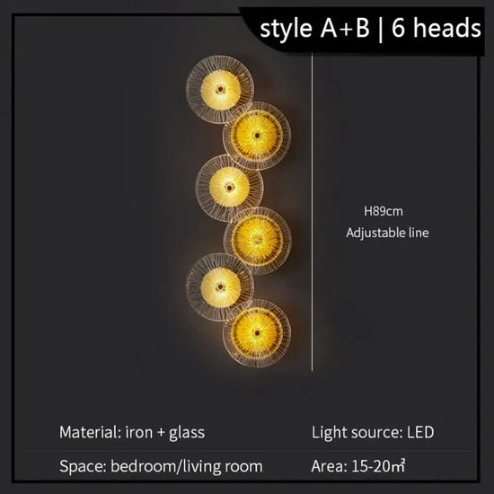 Voici Le Titre Transformé: Applique Murale Ronde Design Cristal Élégante Led 6 Têtes / Chine