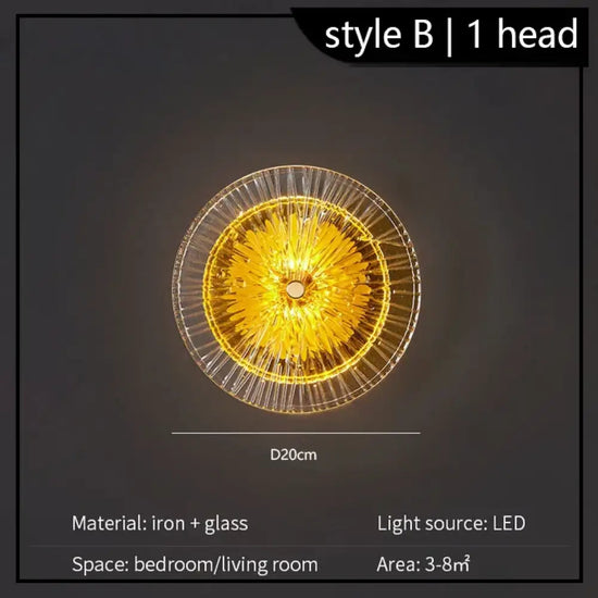 Voici Le Titre Transformé: Applique Murale Ronde Design Cristal Élégante Led Tête Style B-1 /