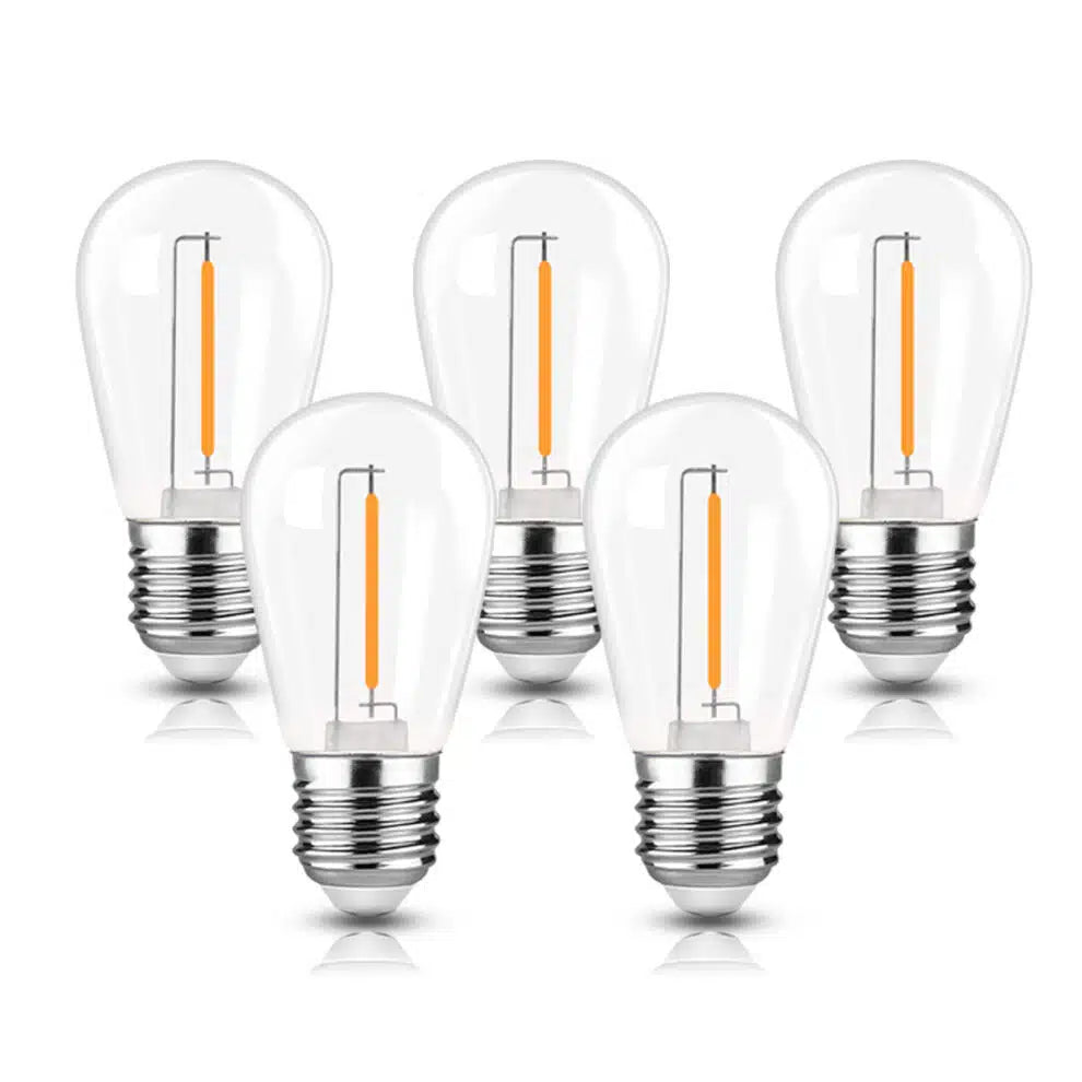 LOT DE CINQ AMPOULES LED EN PLASTIQUE E27 S14 2W BLANC CHAUD