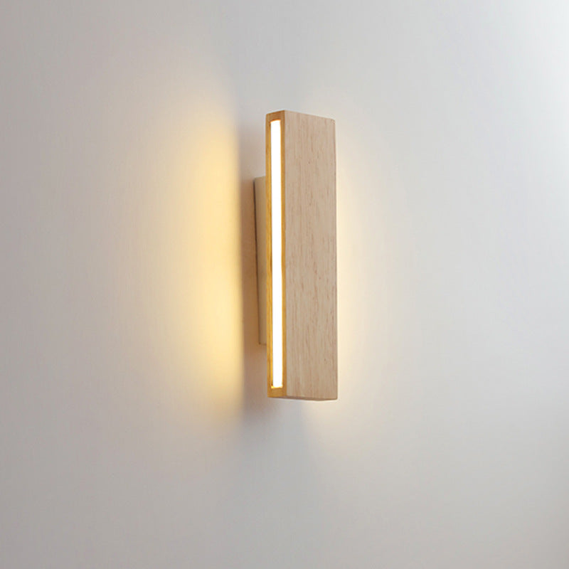 Applique murale japonaise rectangulaire en bois avec LED
