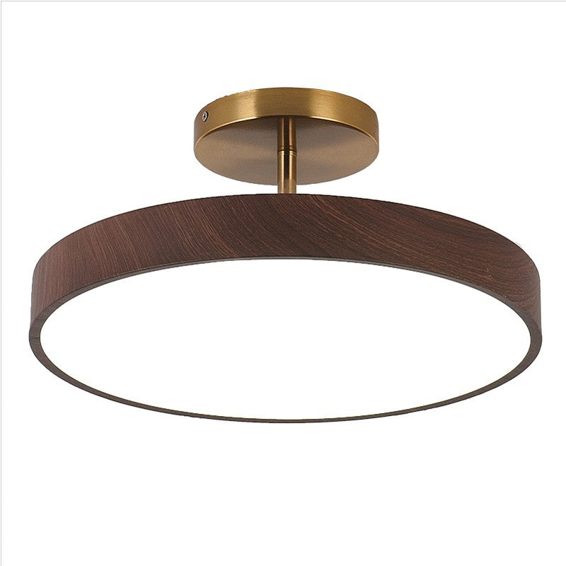 Plafonnier japonais en bois rond avec LED semi-encastré