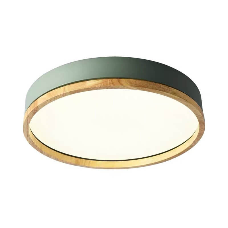 Plafonnier rond en bois nordique à LED, une lumière