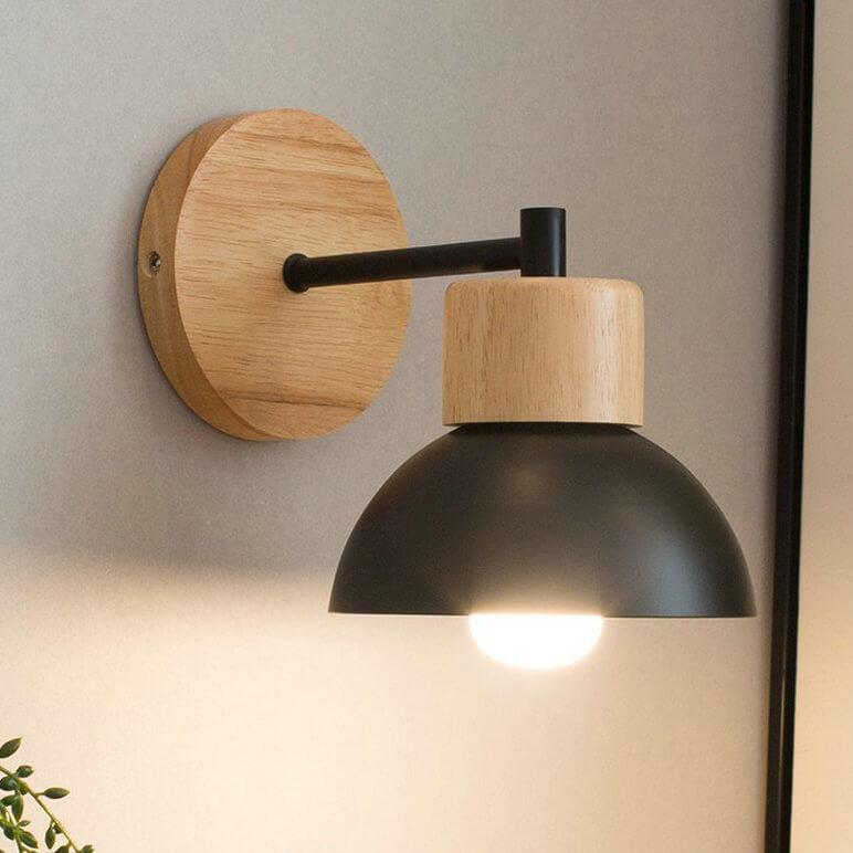 Applique murale nordique en forme de dôme en bois à une lumière