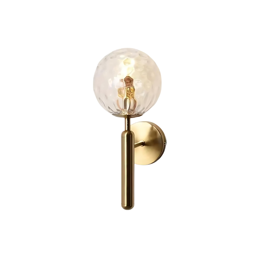 Applique murale nordique en laiton avec globe en verre LED 1 lumière