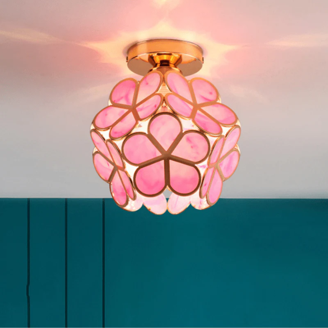 Luminaire vintage floral à une ampoule pour plafond