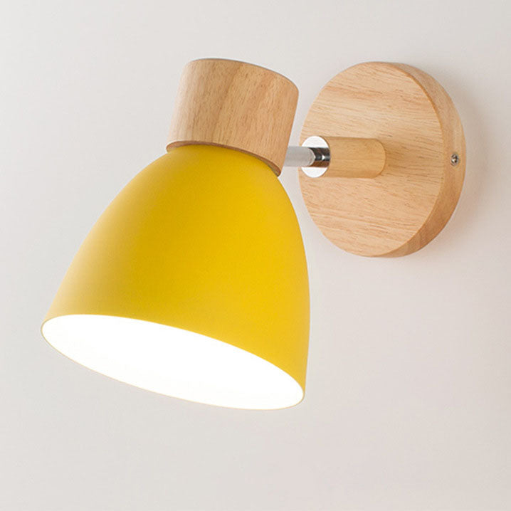 Applique murale LED minimaliste en bois en forme de cône | 1 lumière
